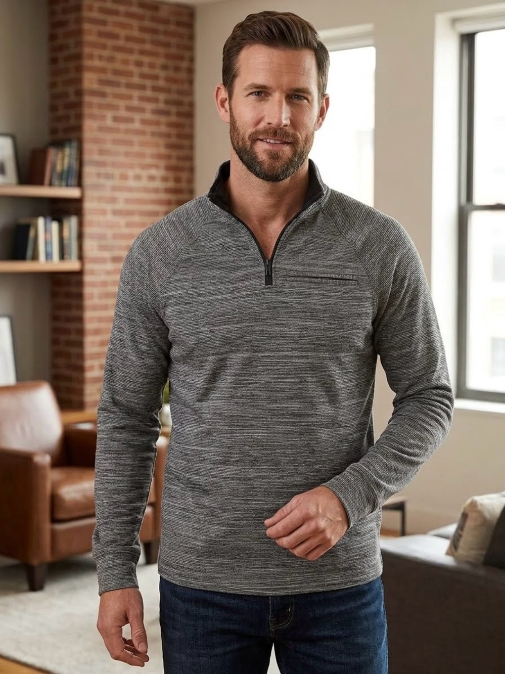 Apt. 9 gray quarter-zip pullover